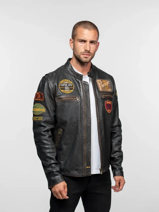 DAYTONA Martinez Blouson moto cuir agneau noir