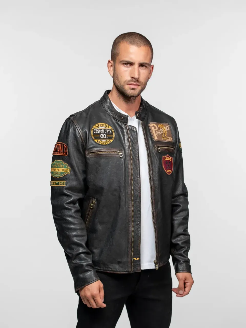 DAYTONA Martinez Blouson moto cuir agneau noir