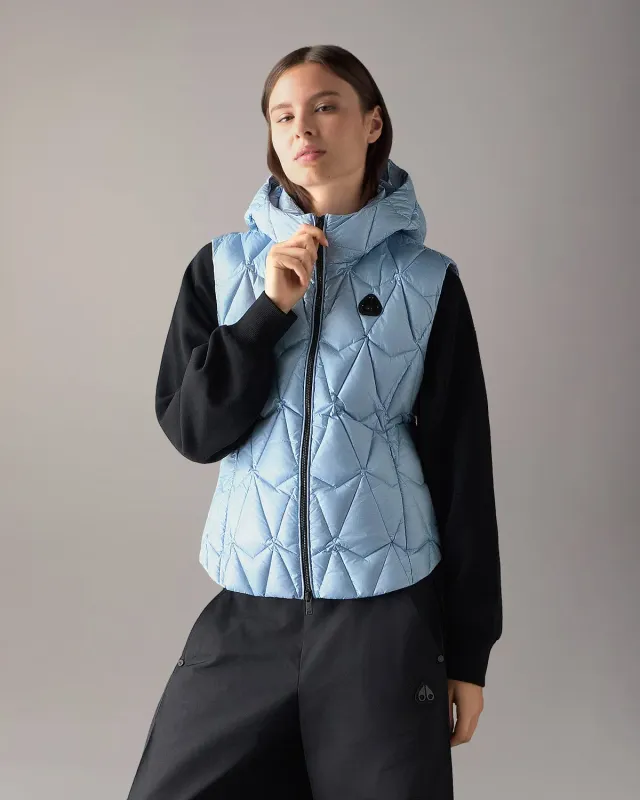Moose Knuckles Iceberg Quilt gilet duvet bleu ice matelassé