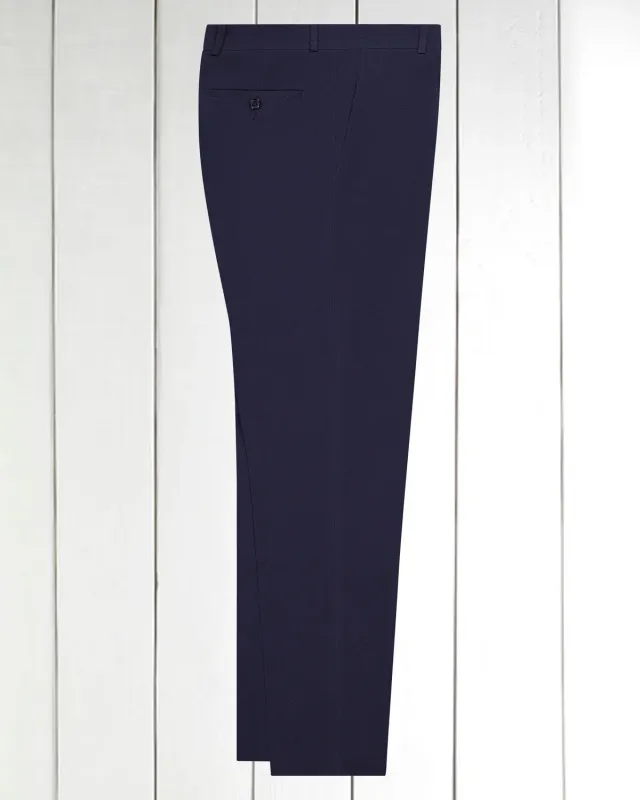 Hollington Siza pantalon seersucker bleu marine coton-lin