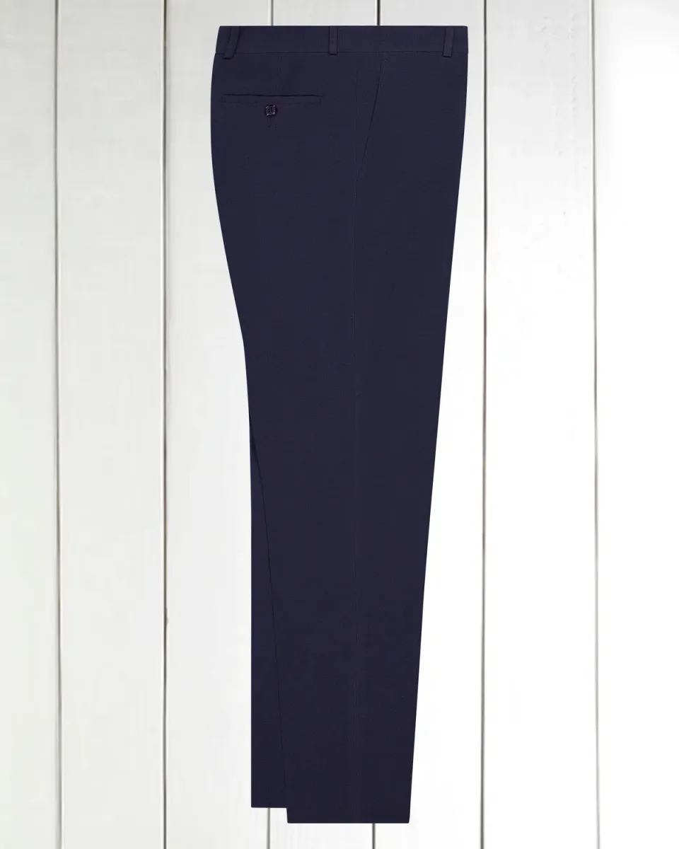 Hollington Siza pantalon seersucker bleu marine coton-lin