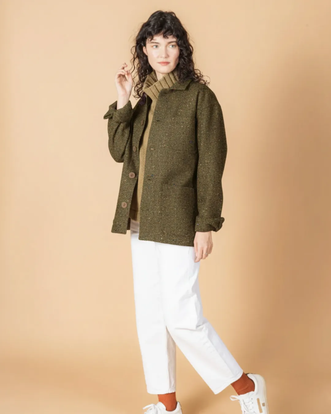 Soubacq Le Bleu Varenne veste de travail tweed laine verte