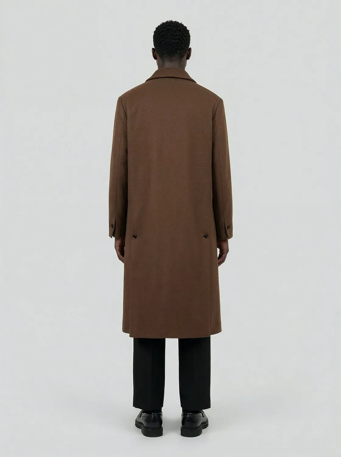 Lebrun Manteau Long Marron Chocolat Laine Cachemire Homme