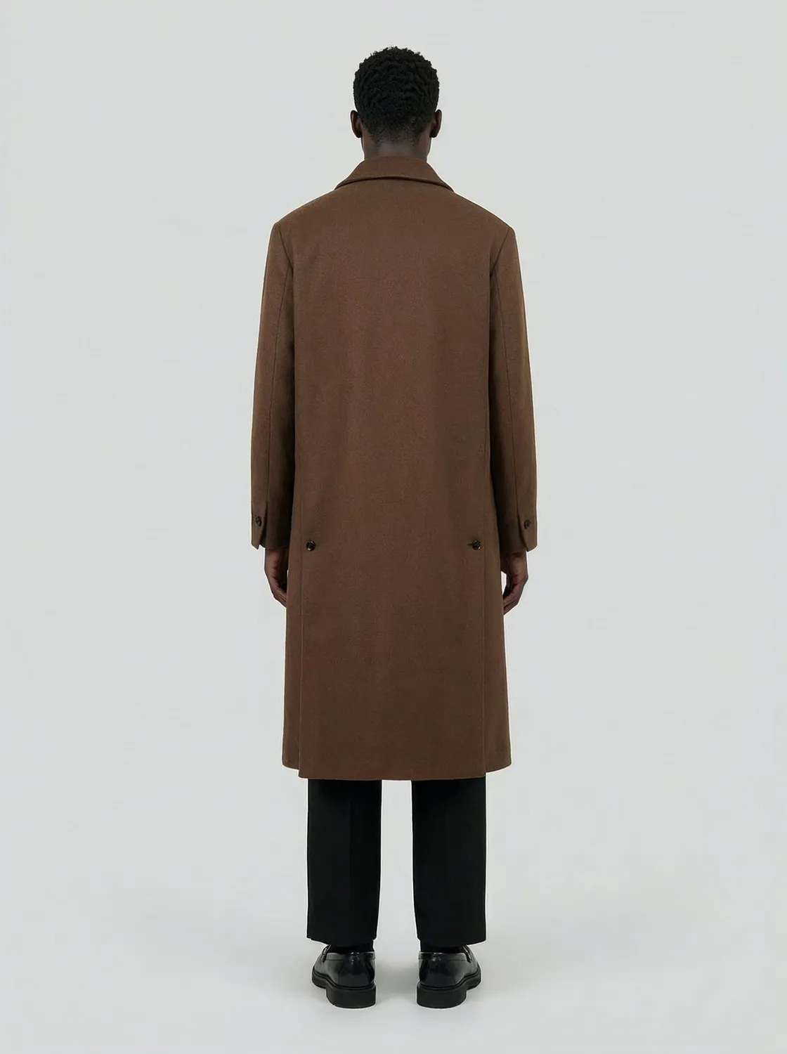 Lebrun Manteau Long Brun Laine Cachemire Homme