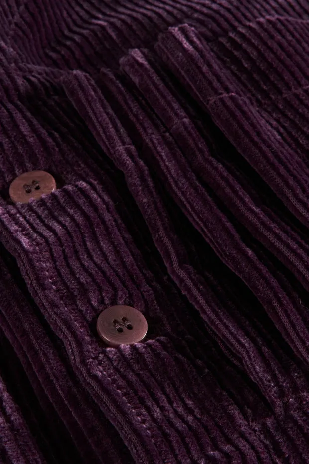 Hollington gilet 20 poches velours laine magenta