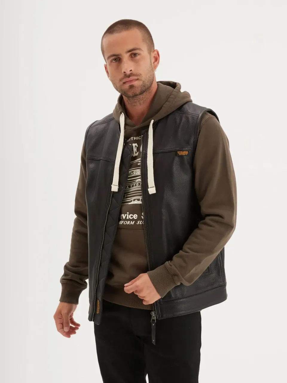 DAYTONA West Road gilet cuir homme chèvre noir