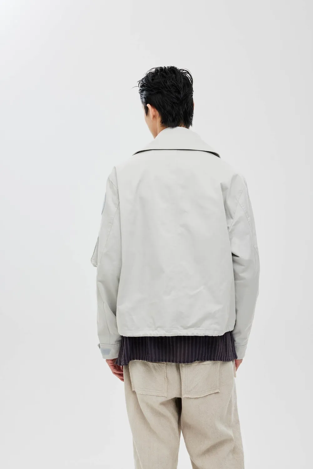 Jiyongkim x Alpha Sun-Bleached Wide Collar veste coton Light Gray