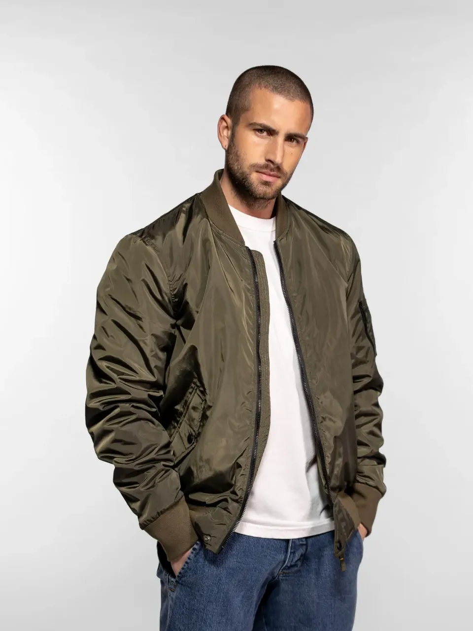 Daytona Ares bomber nylon MA-1 kaki doublure orange