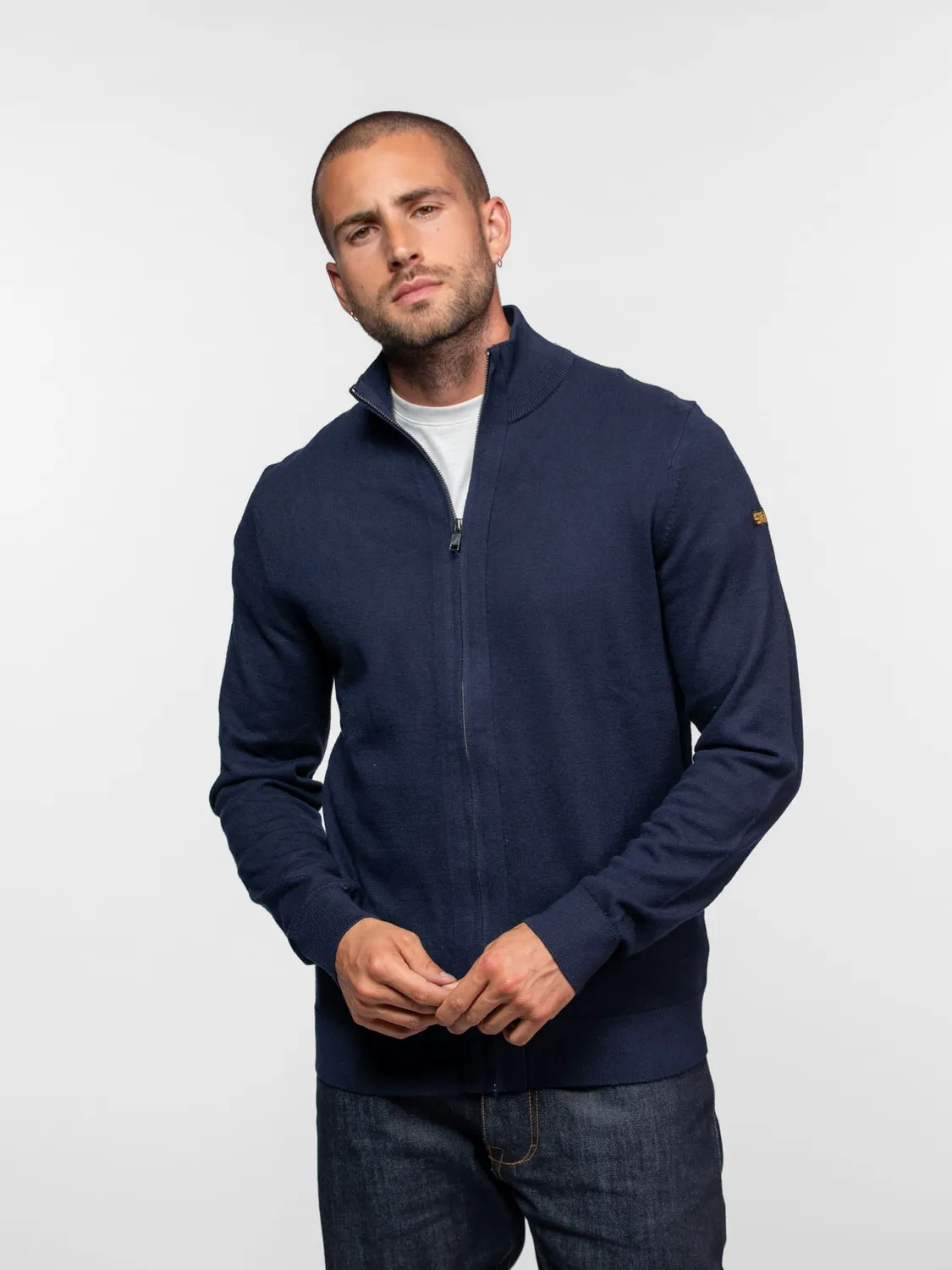 Daytona Arnold cardigan zippé homme beige coton cachemire