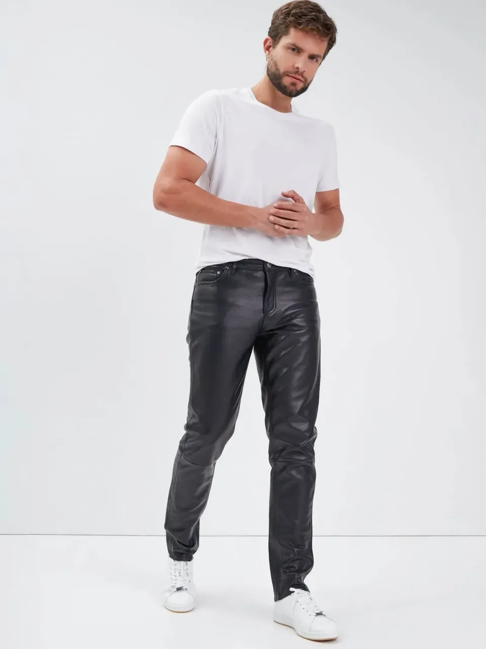 Daytona Booling pantalon cuir vachette noir