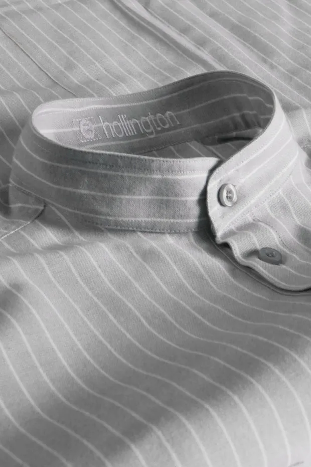 Hollington oxford chemise coton rayure tennis col mao