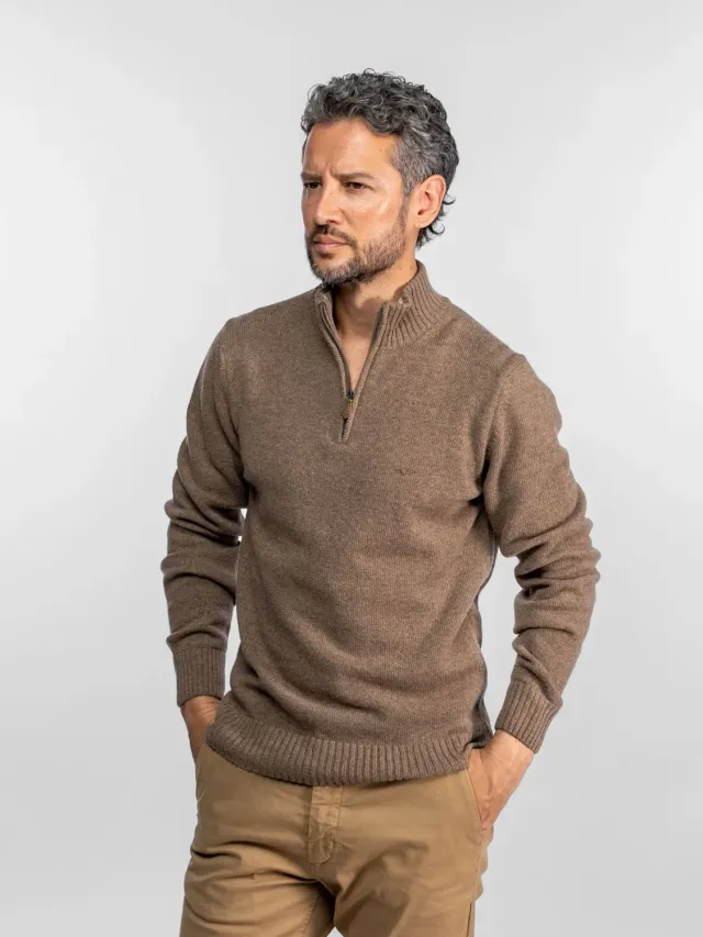 Daytona Quartermast pull homme anthracite laine col zippé