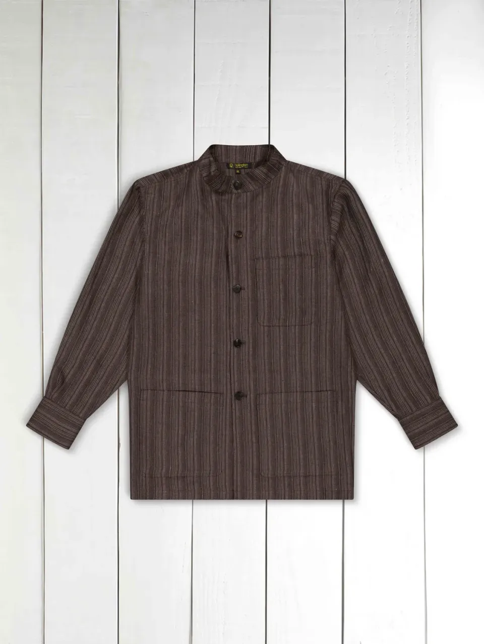 Hollington veste-chemise col mao lin écorce 46 ample