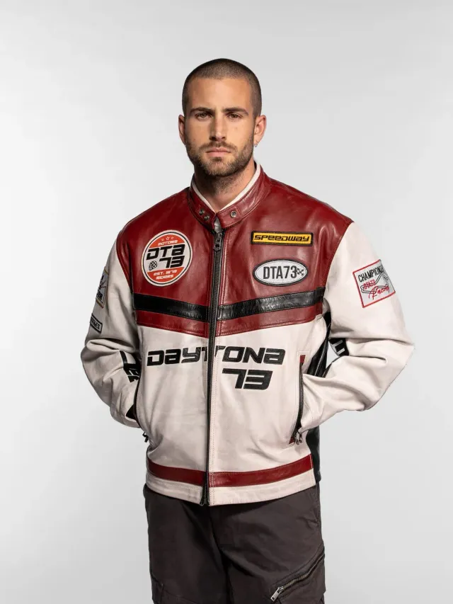 DAYTONA Sanilac Blouson racing cuir oversize vert