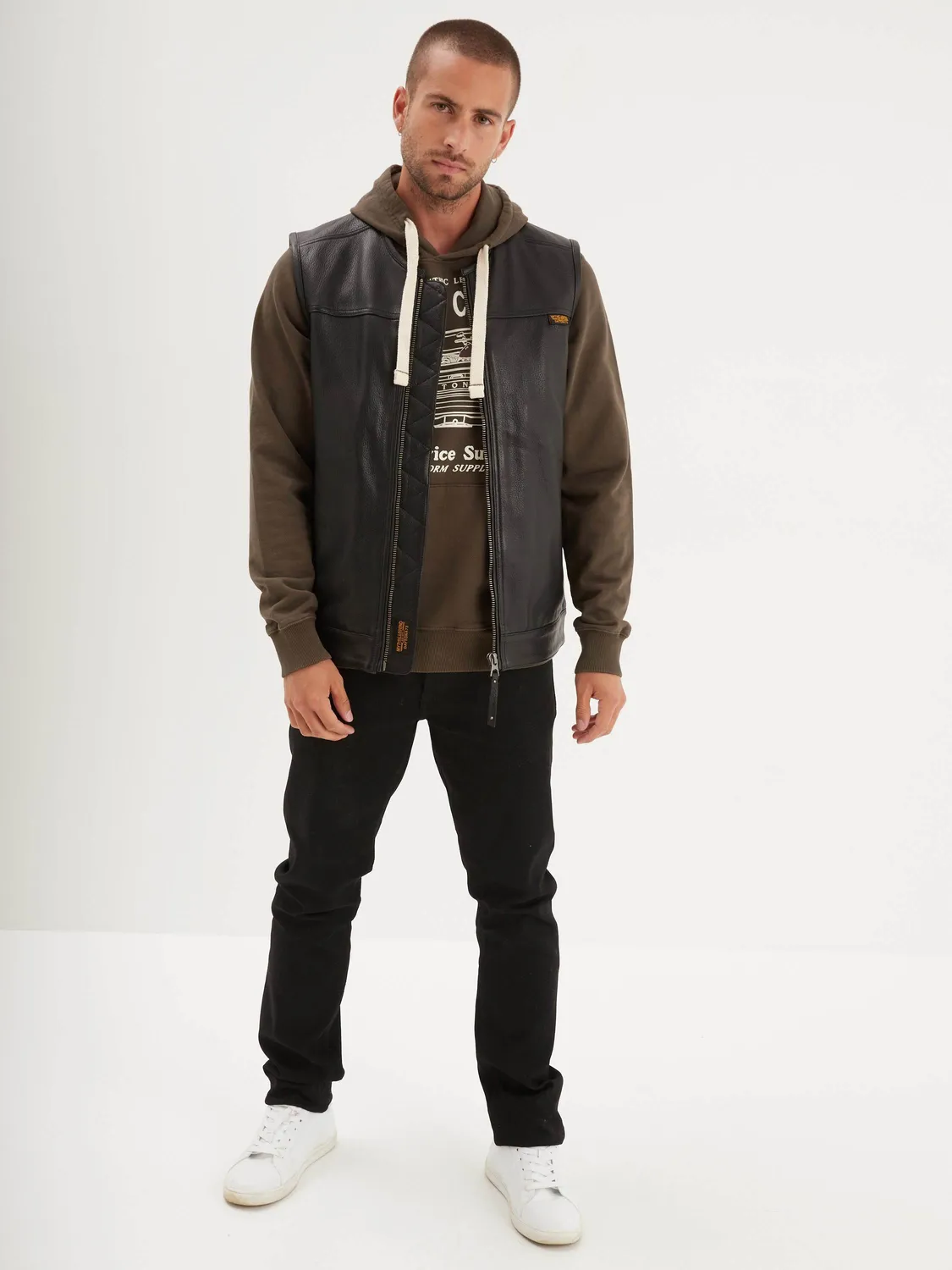 DAYTONA West Road gilet cuir homme chèvre noir