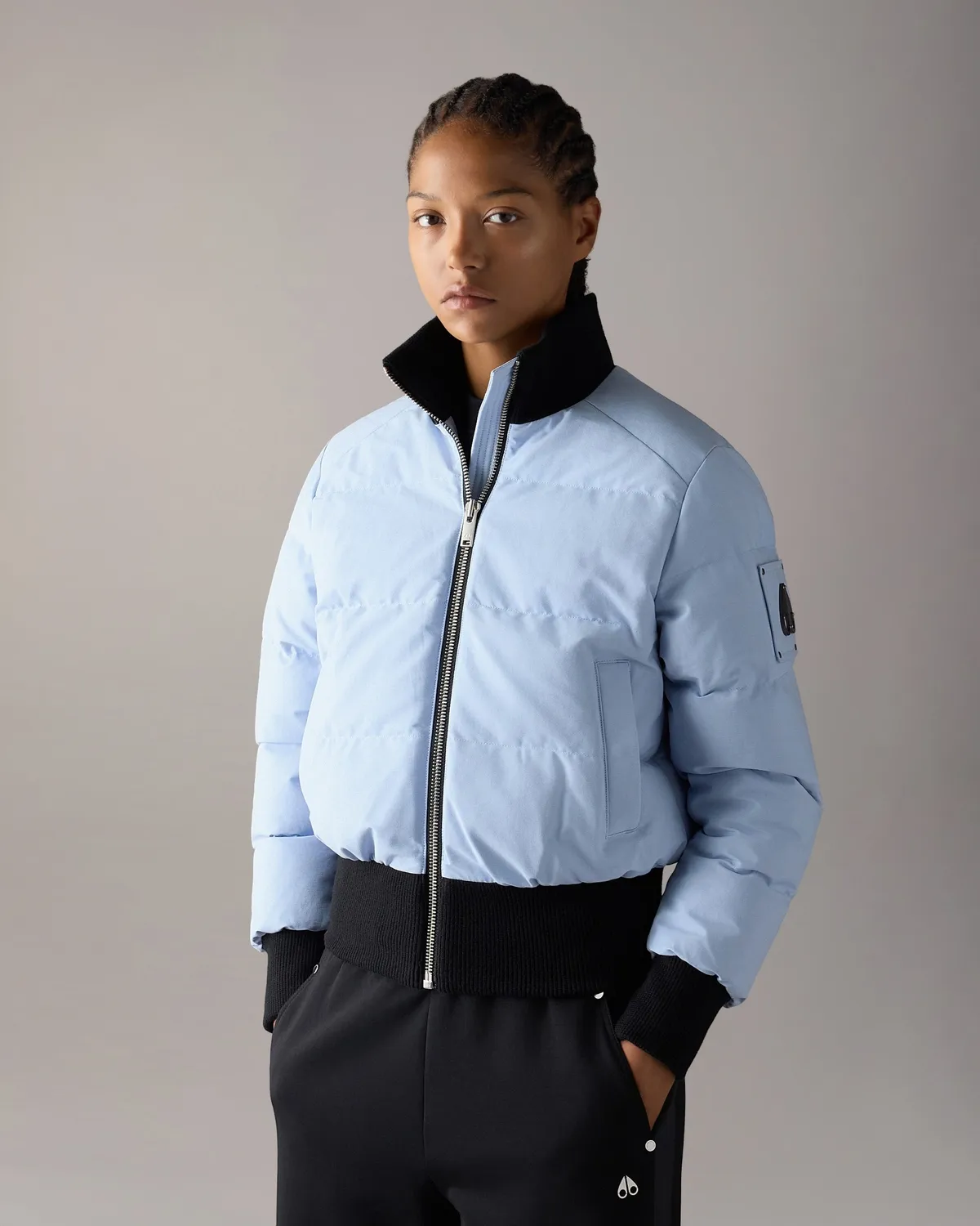 Moose Knuckles Banff bomber duvet blue ice