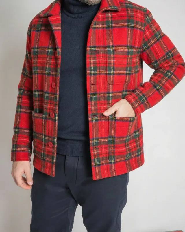 Soubacq Le Bleu Hogmanay veste tartan laine
