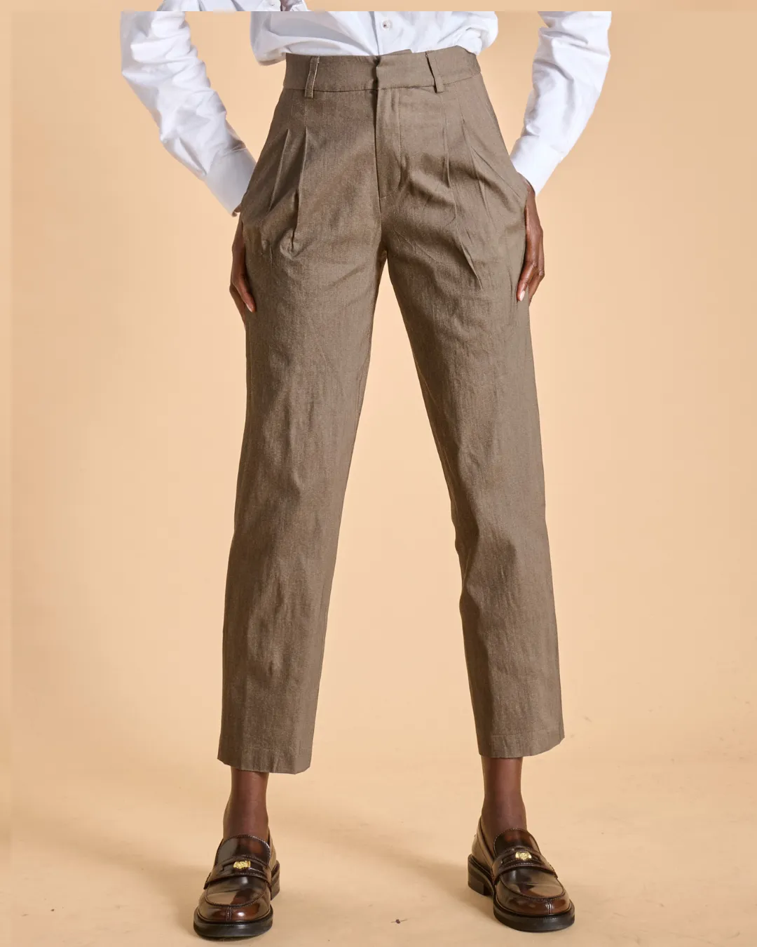 Soubacq Nara pantalon femme denim marron