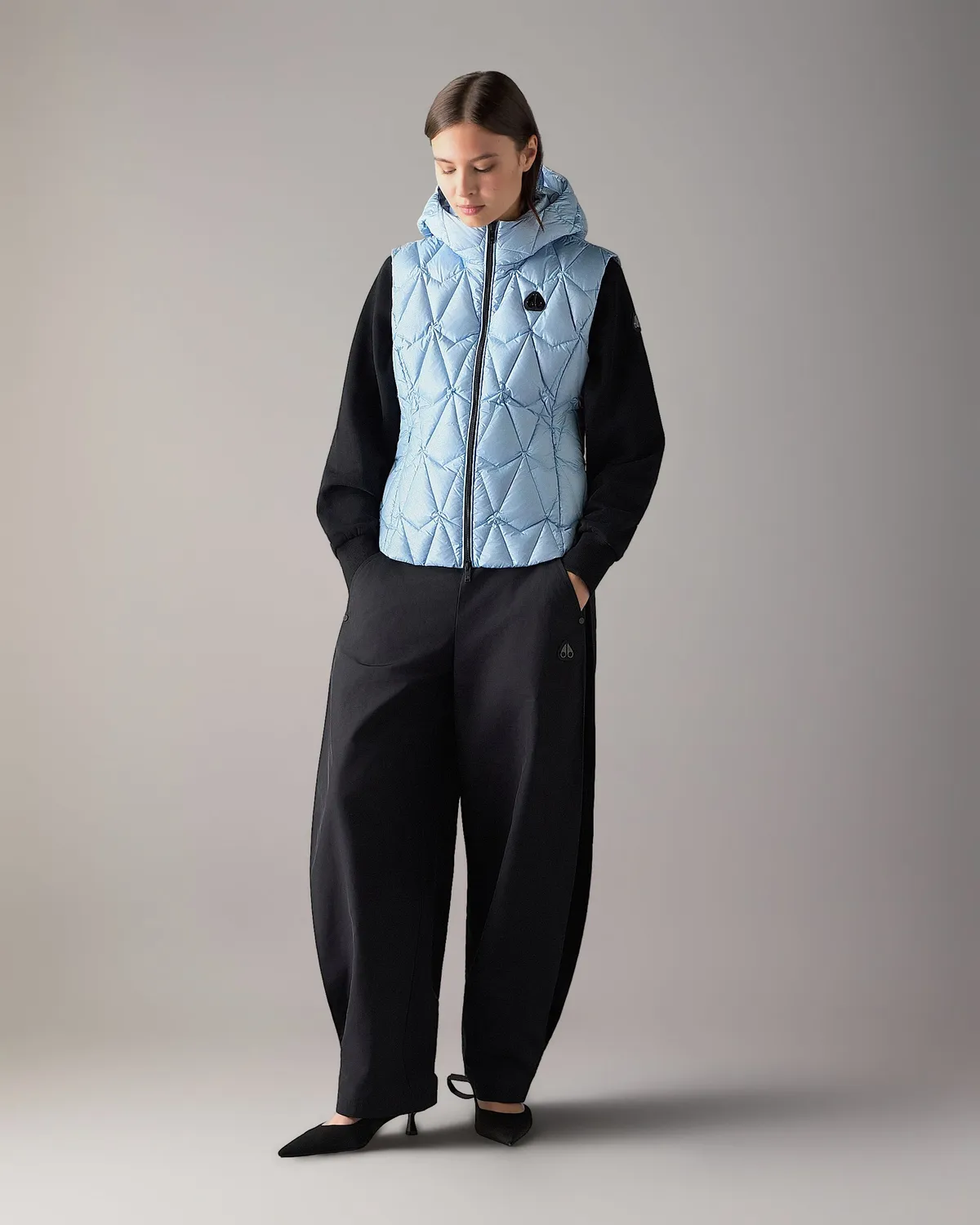 Moose Knuckles Iceberg Quilt gilet duvet bleu ice matelassé