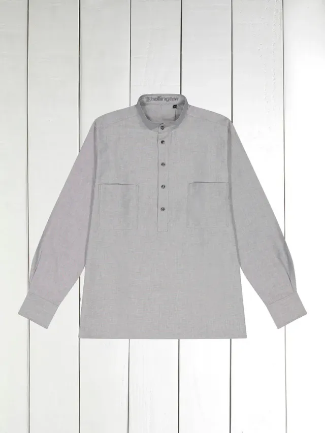 Hollington chemise oxford coton col mao grise homme