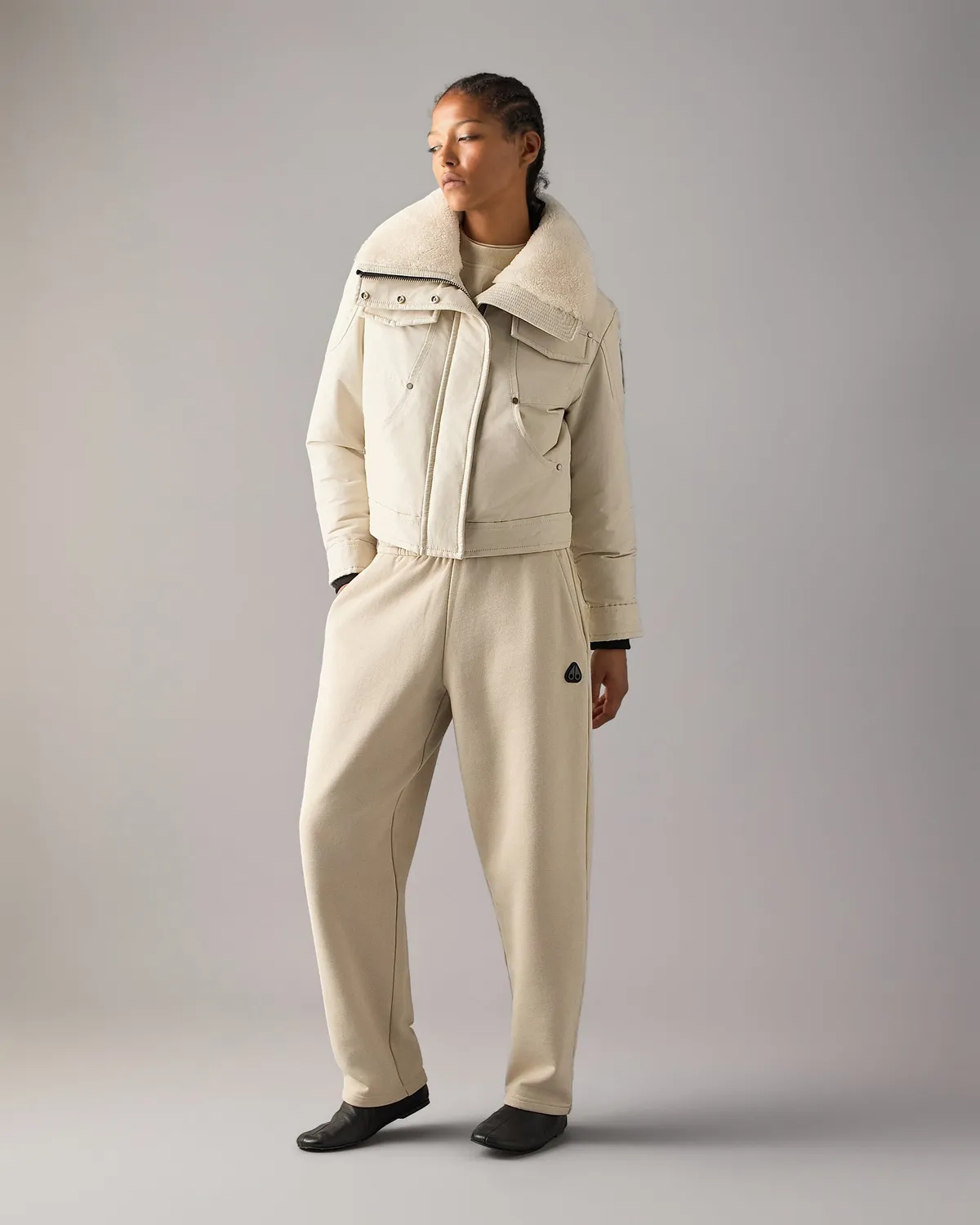Moose Knuckles Aurora Trucker veste alabaster shearling