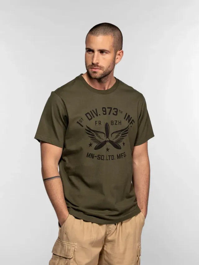 DAYTONA Sauk T-shirt militaire homme kaki coton