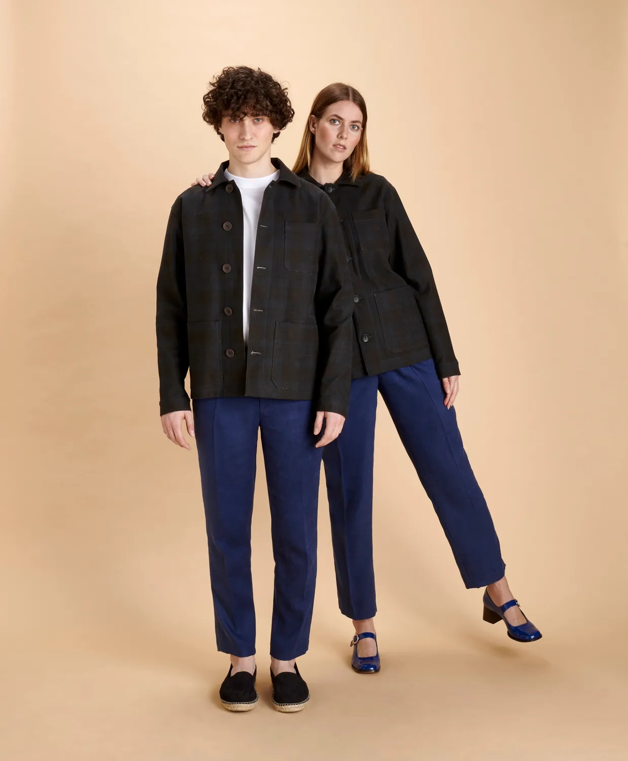 Soubacq Le Bleu Check veste de travail carreaux bleus