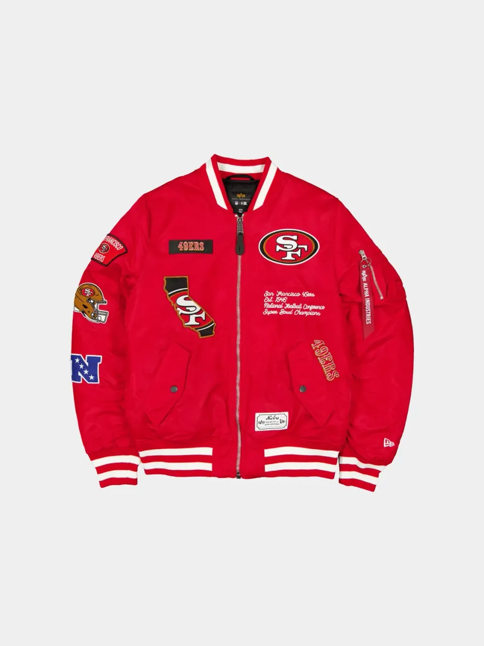 Alpha Industries MA-1 Bomber 49ers rouge mi-saison