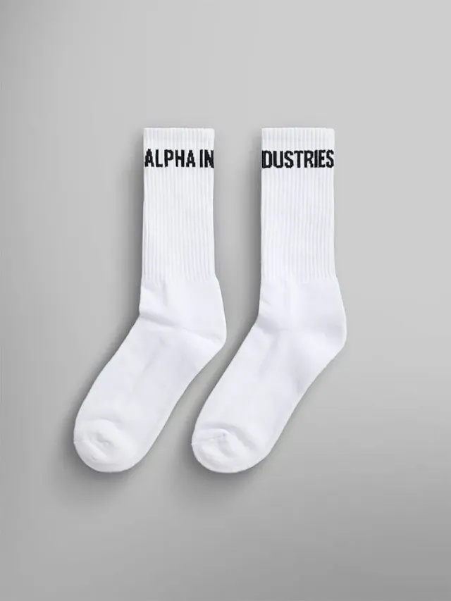 Alpha Industries Logo chaussettes blanches coton O/S