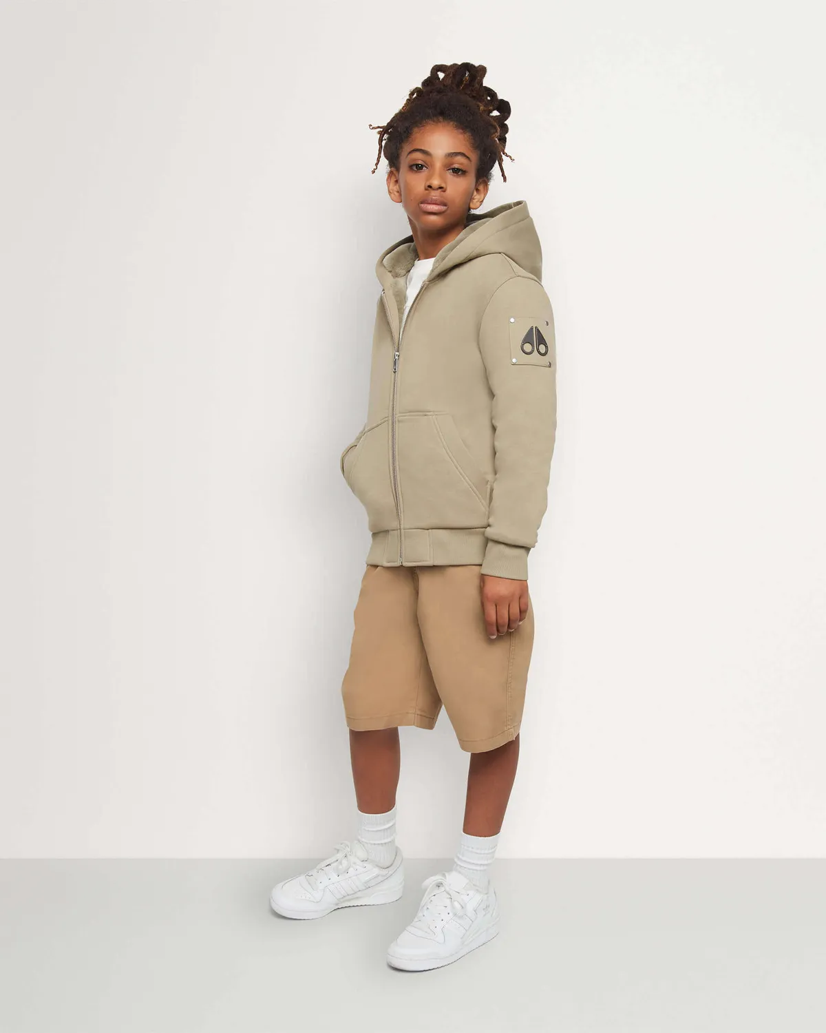 Moose Knuckles Bunny Sweat Zippé Enfant Noir Capuche Fourrure