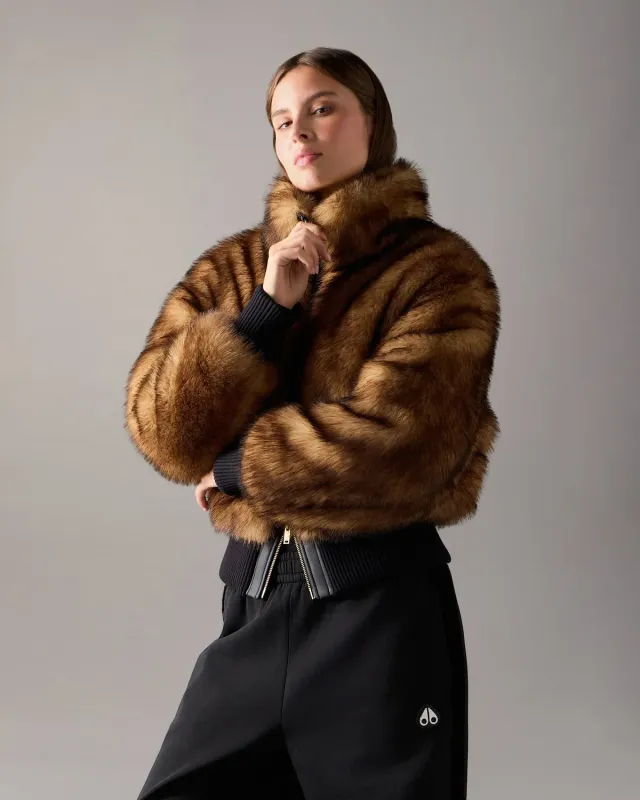 Moose Knuckles Jill bomber fausse fourrure doré