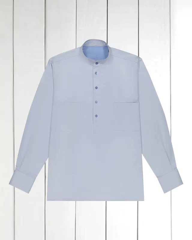 Hollington chemise col mao coton luxe bleu clair homme