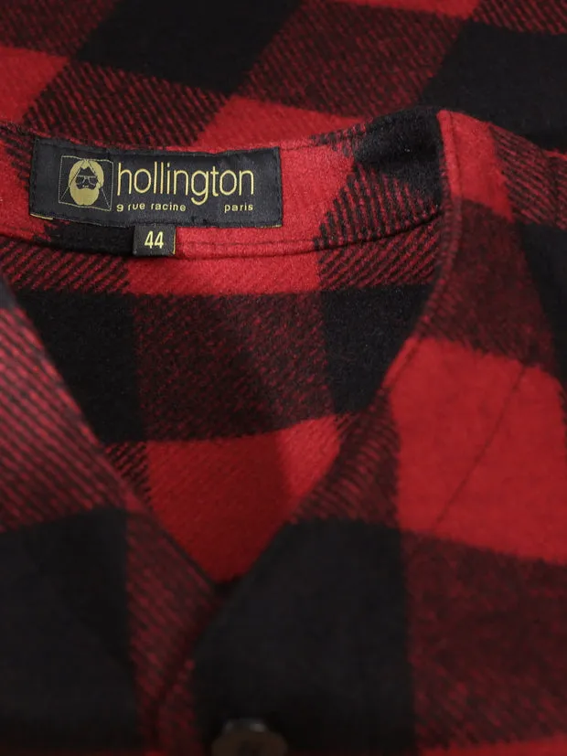 Hollington gilet laine carreaux noir rouge poches plaquées