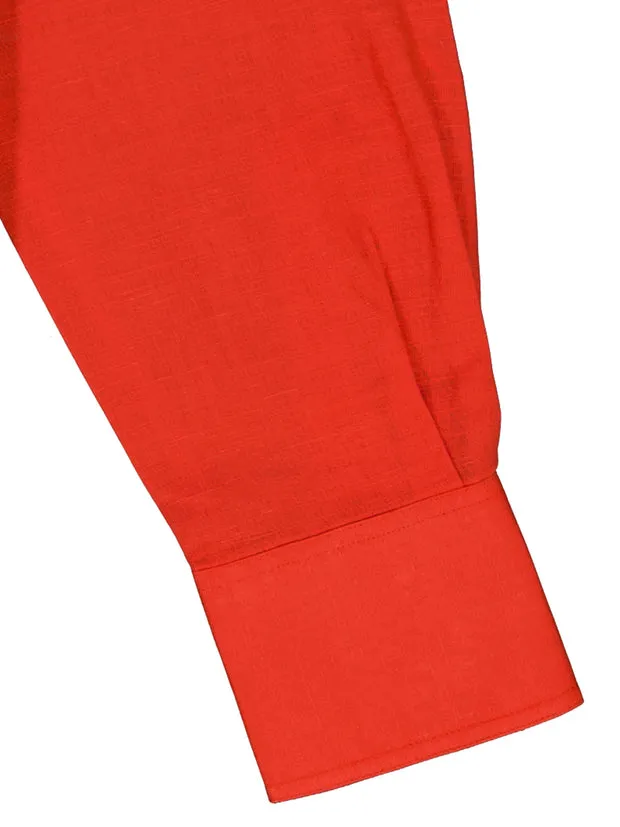 Hollington chemise toile lin rouge crimson coupe droite