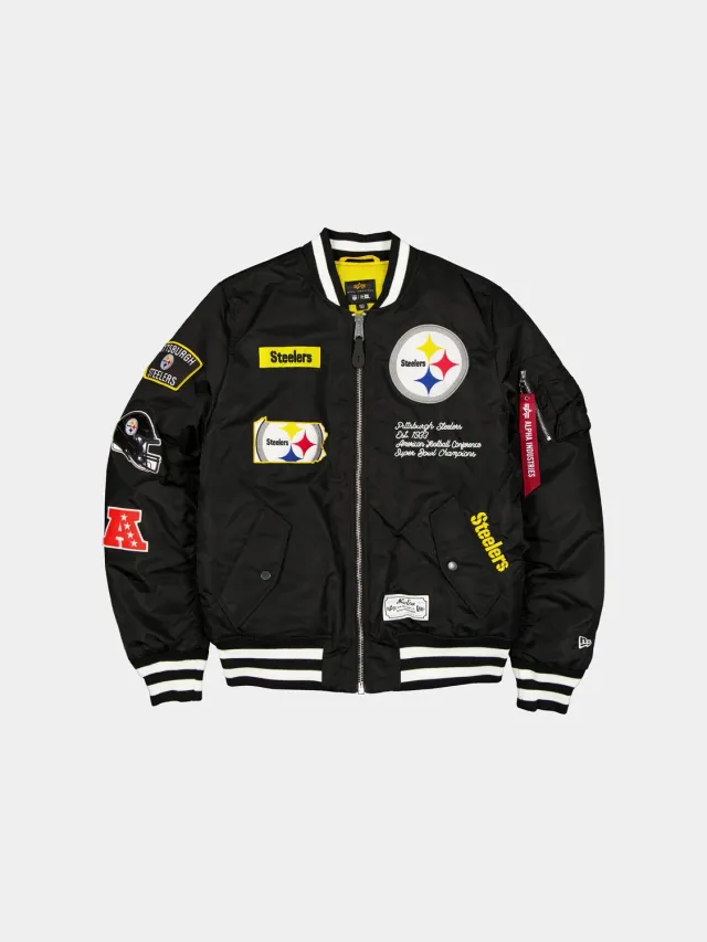 Alpha Industries Steelers MA-1 bomber homme noir brodé équipe