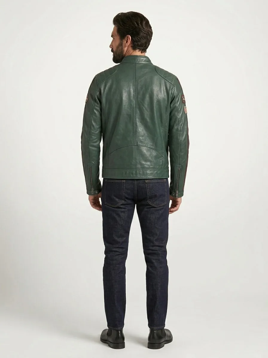 Daytona Clinch blouson cuir homme vert mouton végétal