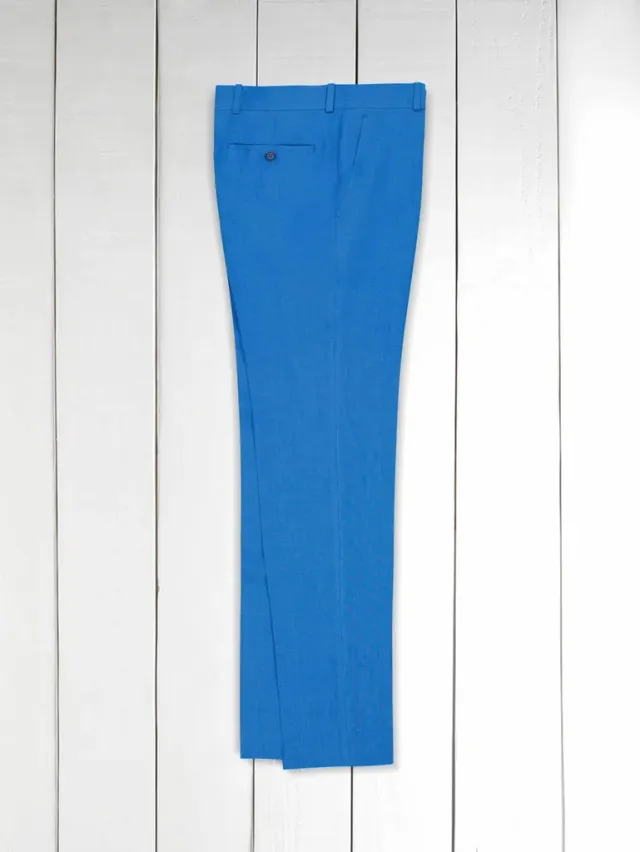 Hollington pantalon Siza toile lin bleu coupe italienne