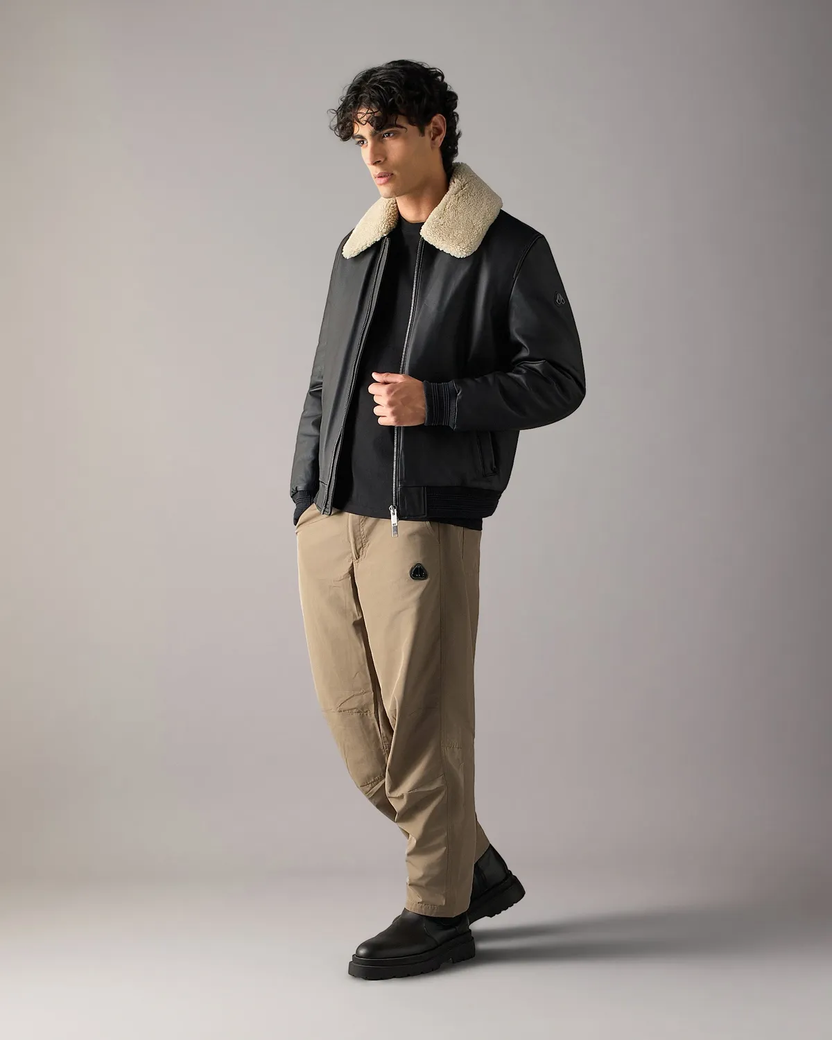 Moose Knuckles Toba bomber cuir noir grand froid
