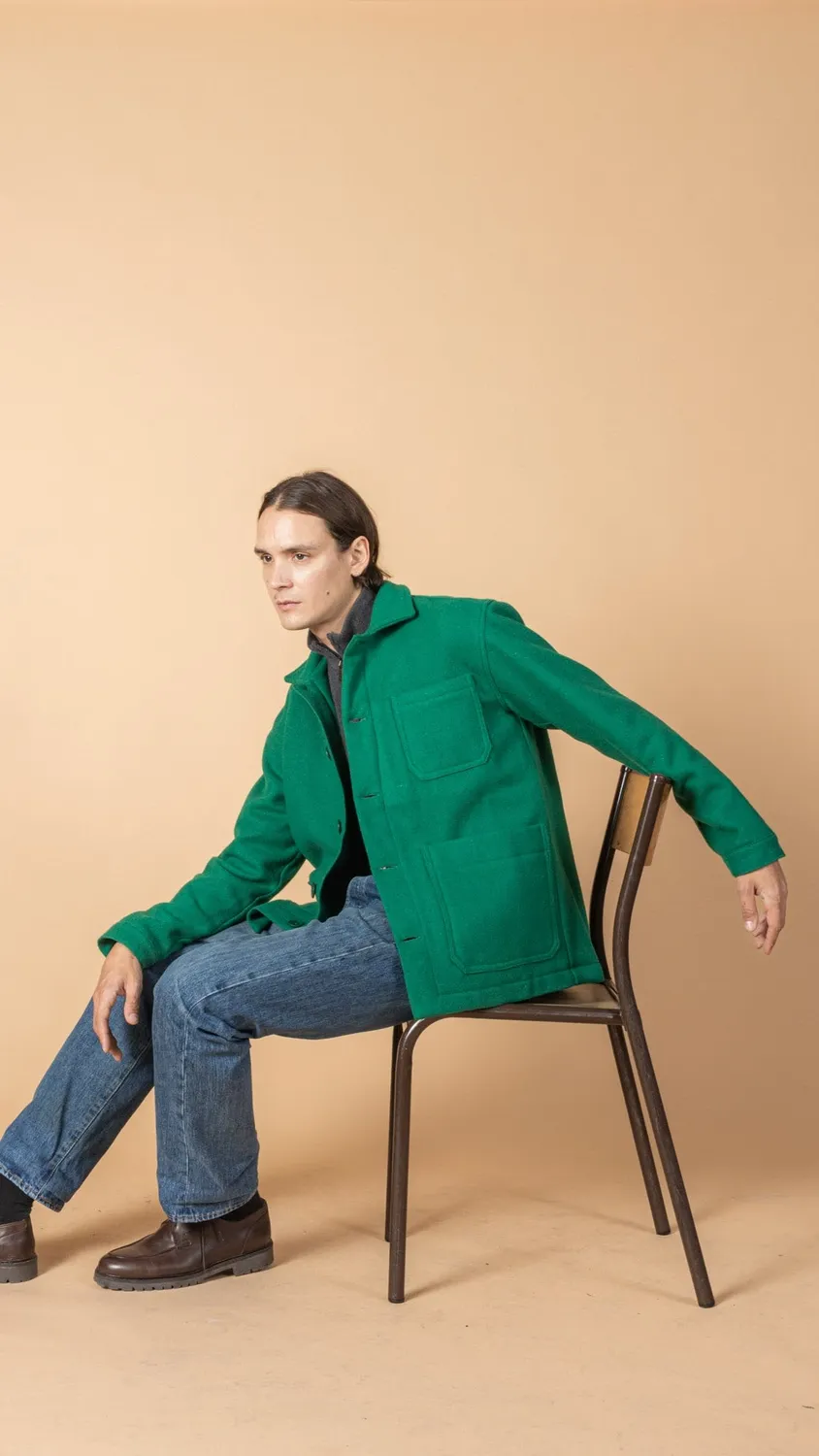 Soubacq Le Bleu Émeraude veste de travail laine verte