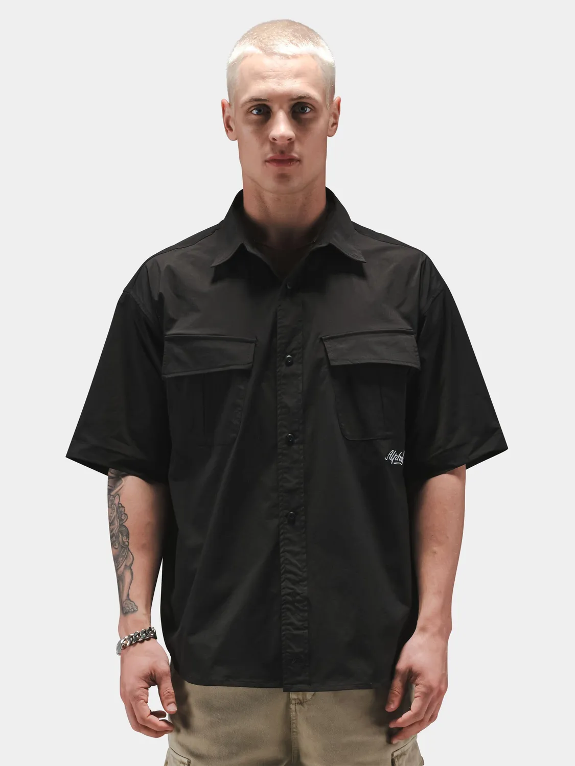 Alpha Industries Fatigue chemise cargo noire manches courtes