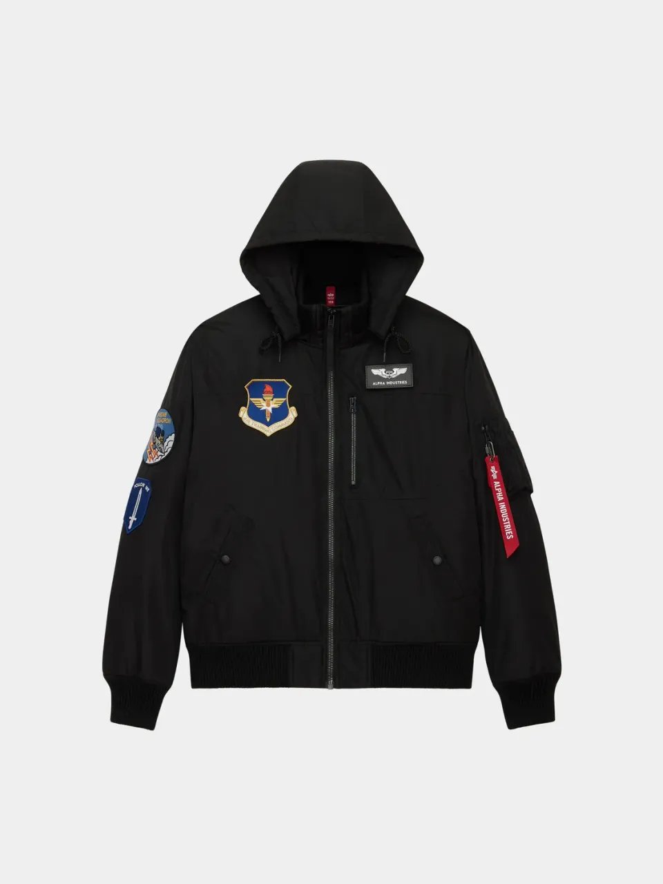 Alpha Industries Patched Hooded Rib bomber noir capuche