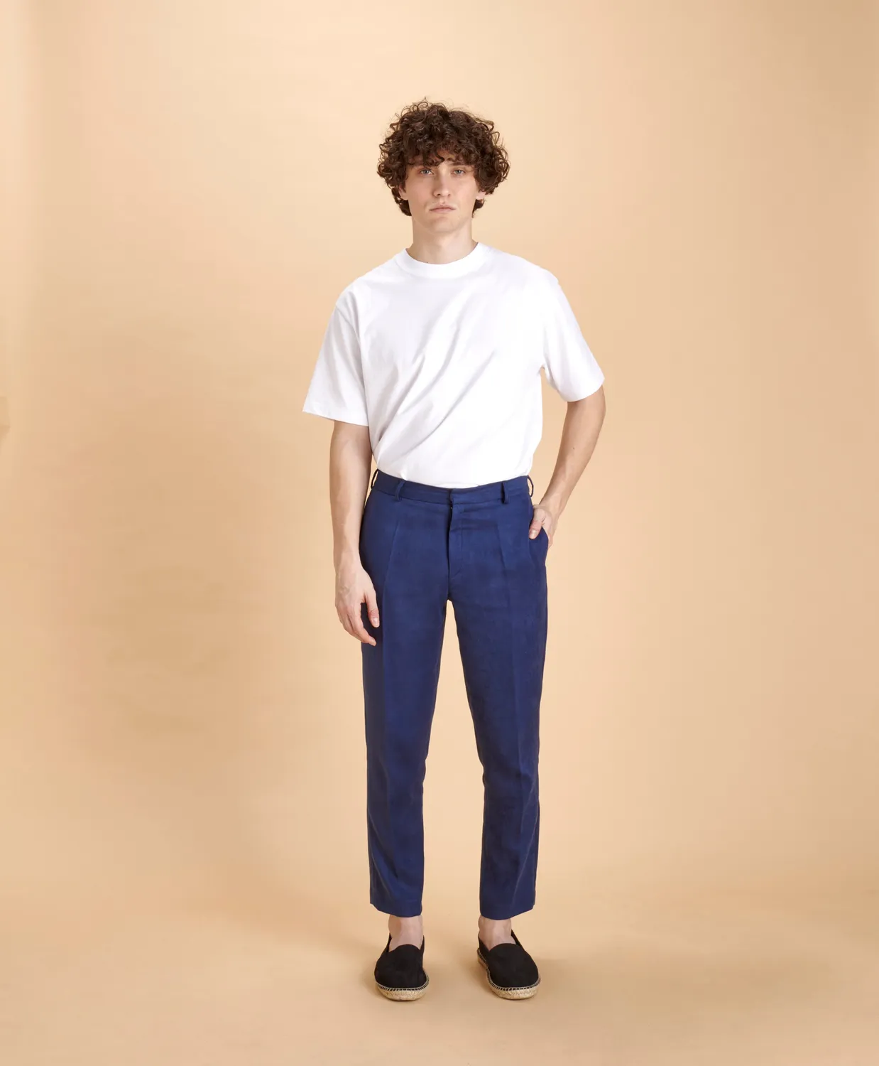 Soubacq Roma pantalon homme alcantara bleu