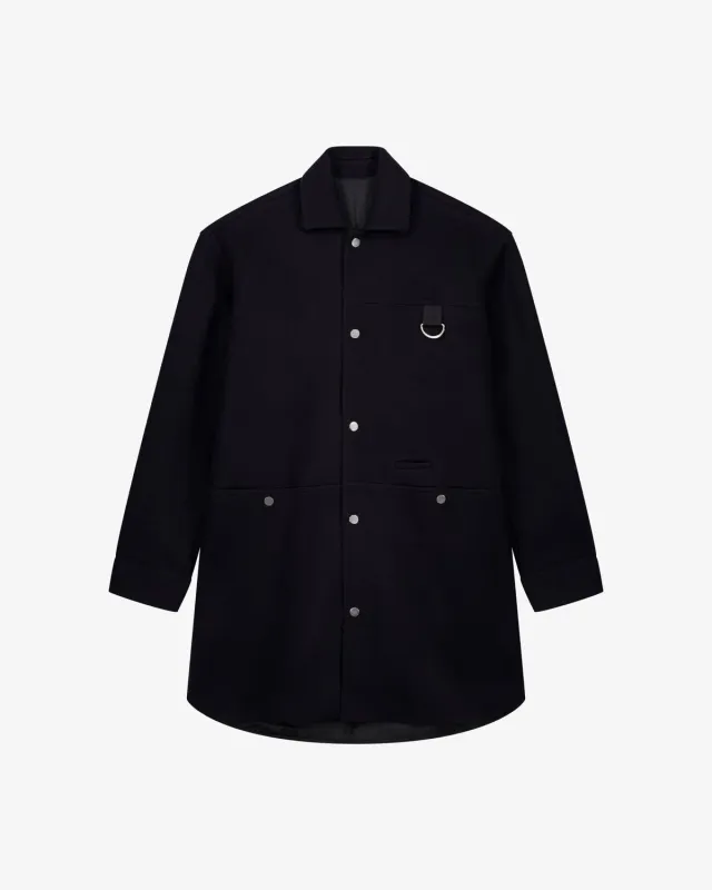 LEBRUN Surchemise 900g Manteau Laine Bleu Homme