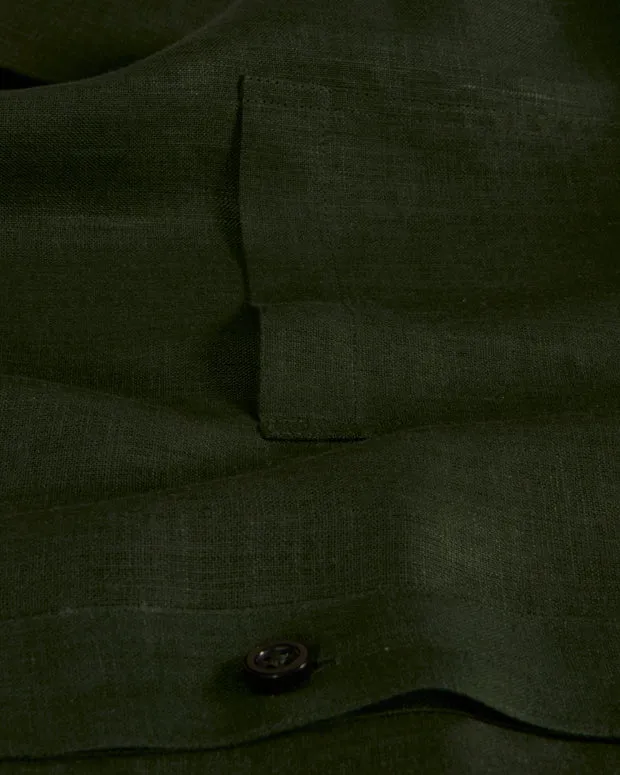 Hollington chemise col mao lin bronze-vert