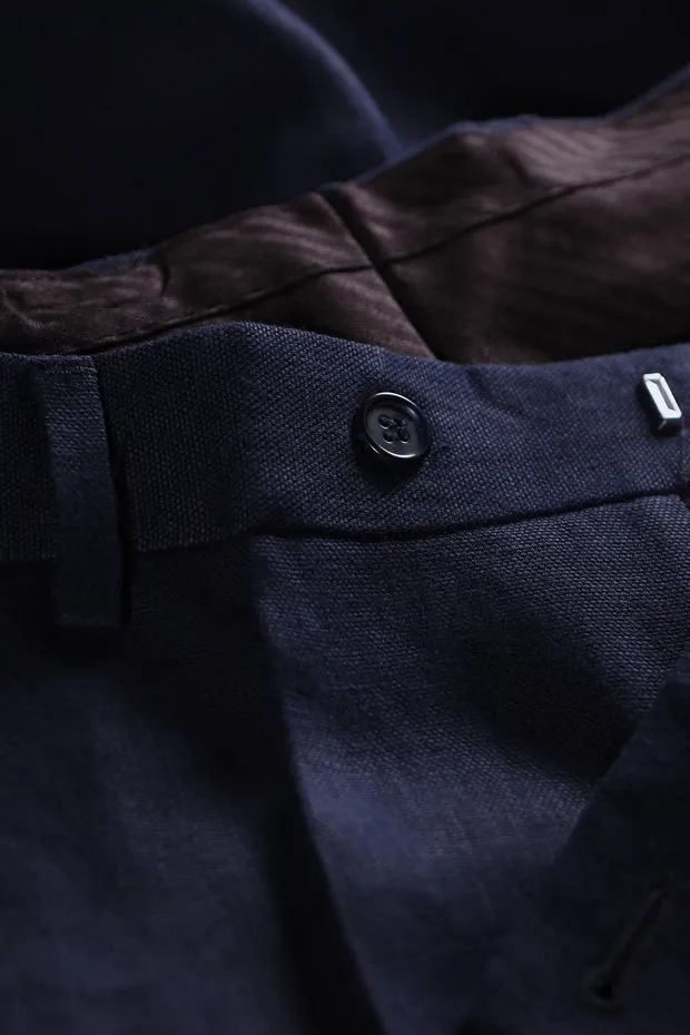 Hollington Jules large pantalon lin bleu marine