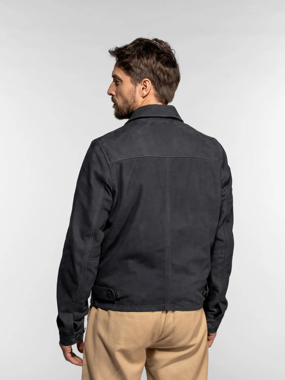 Daytona Tolland blouson cuir suédé navy