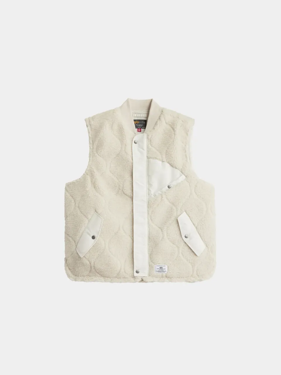 Alpha Industries Sherpa Onion Quilting gilet dune white