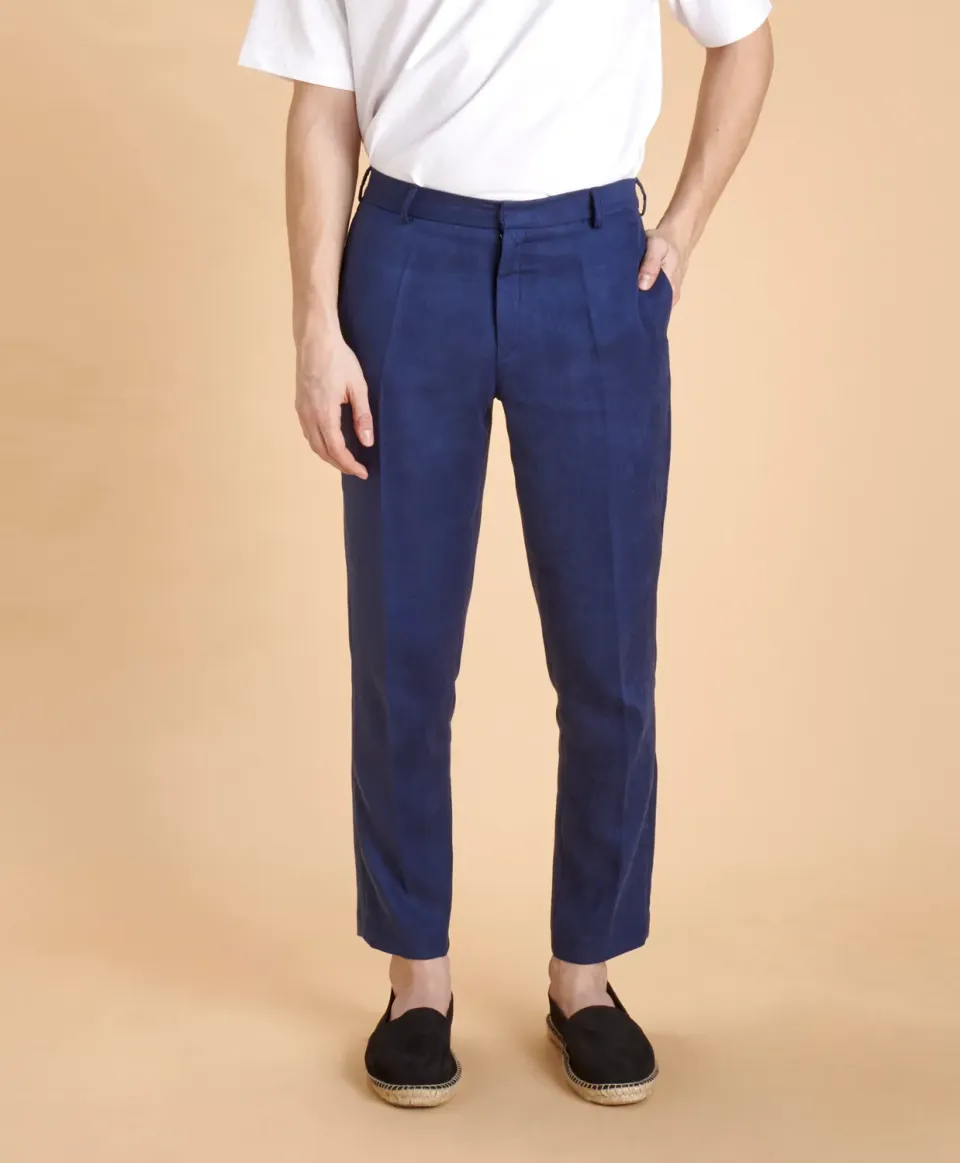 Soubacq Roma pantalon homme alcantara bleu