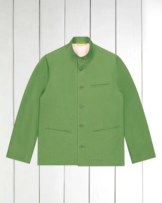 Hollington Megève veste lin verte col officier taille 46