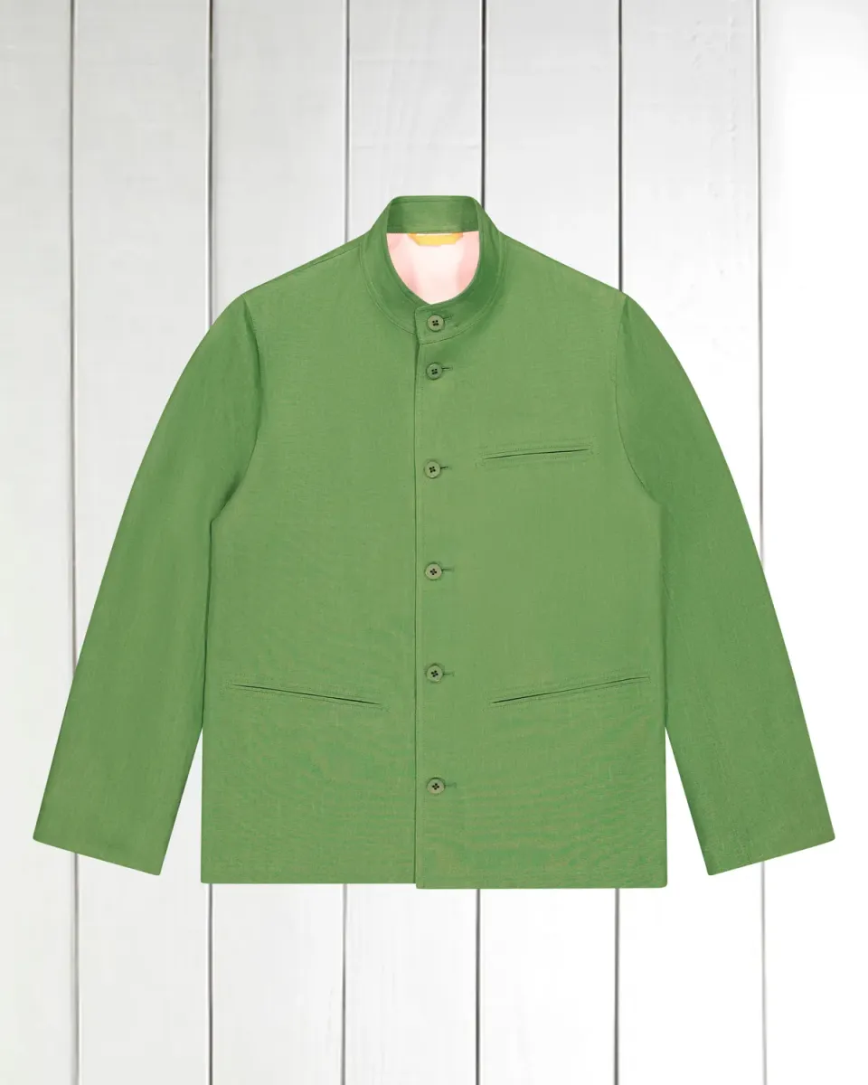 Hollington Megève veste lin verte col officier taille 46
